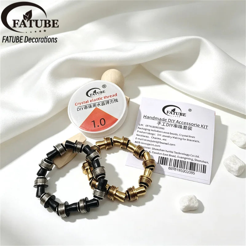 FATUBE Metal Spacer Beads Screw Tube Beads DIY Bracelet Necklace Making Accessories Jewelry Loose Beads for Handmade Craft