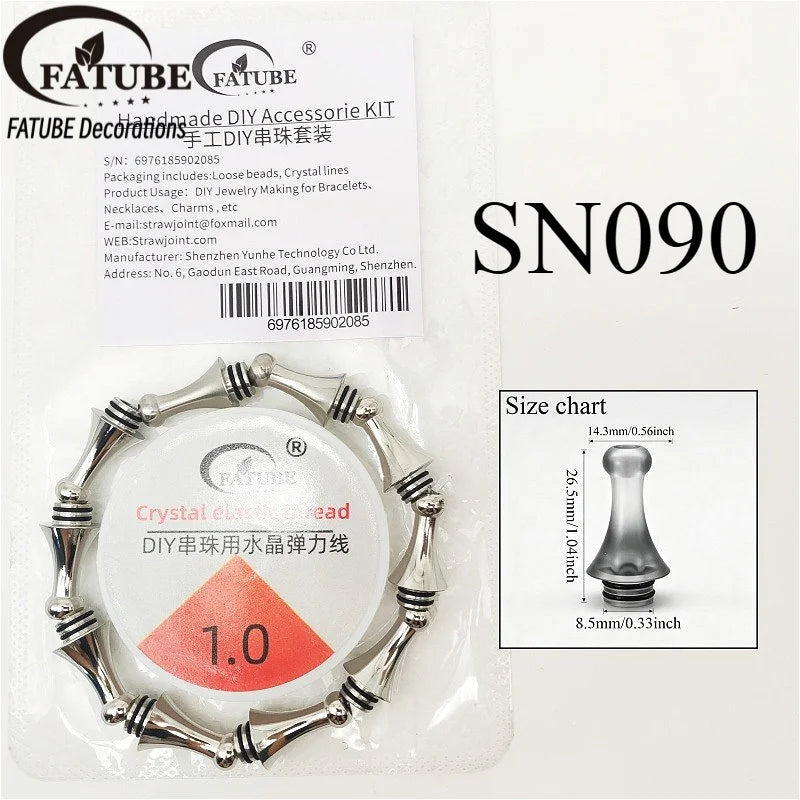 FATUBE Handmade DIY Accessorie Kit Spacer Beads Metal Plastic Loose Beads with Elastic Thread for Bracelets Necklaces Making