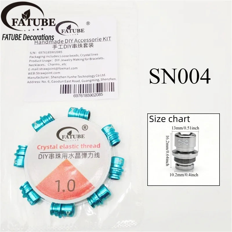 FATUBE Multicolor Large Hole Aluminum Spacer Bead Crystal Elastic Thread DIY Handmade Bracelet Necklace Jewelry Making Parts Set