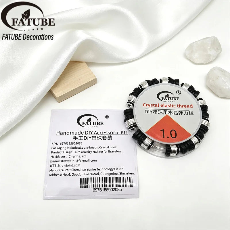 FATUBE Metal Spacer Beads DIY Bracelet Making Kit Crystal Elastic Thread Loose Beads for Handmade Jewelry Charms Craft Supplies