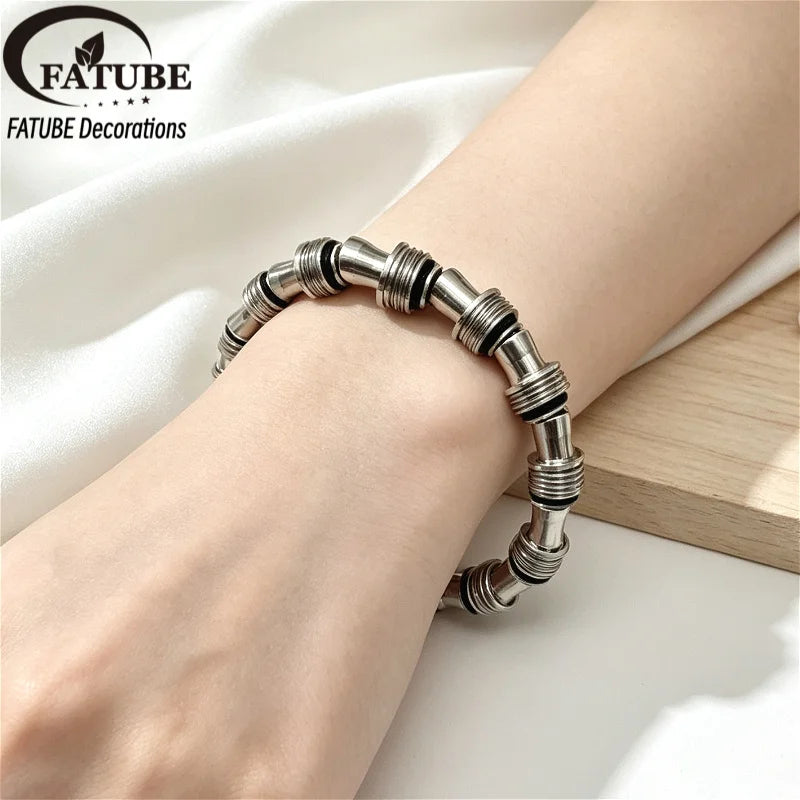 FATUBE Metal Spacer Beads Screw Tube Beads DIY Bracelet Necklace Making Accessories Jewelry Loose Beads for Handmade Craft