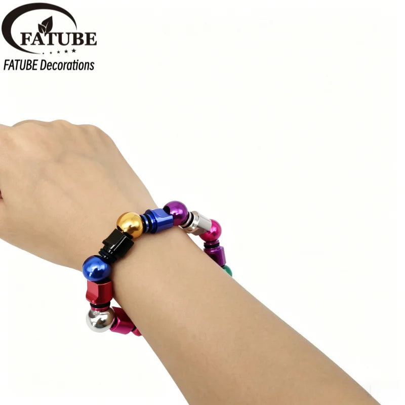 FATUBE Multicolor Irregular Aluminum Spacer Beads Metal Loose Beads DIY Bracelet Making Parts Handmade Steampunk Jewelry Part