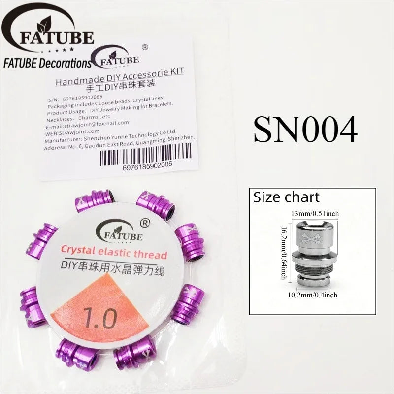 FATUBE Multicolor Large Hole Aluminum Spacer Bead Crystal Elastic Thread DIY Handmade Bracelet Necklace Jewelry Making Parts Set