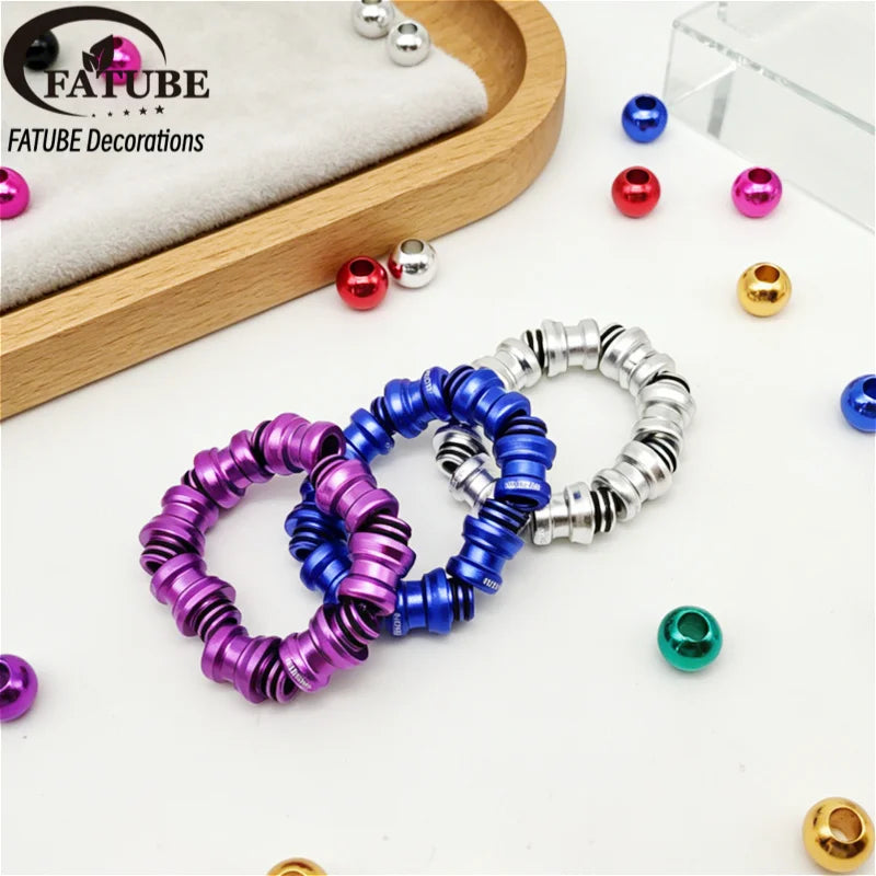 FATUBE Colorful Threaded Aluminum Spacer Beads Multicolor Metal Loose Beads DIY Bracelet Necklace Jewelry Making Accessories