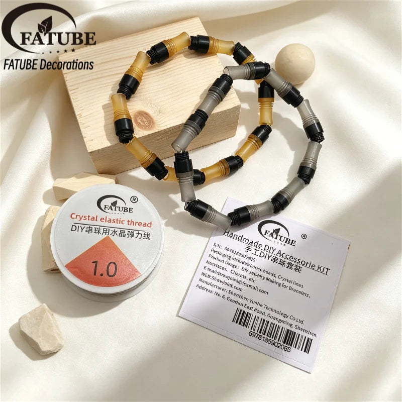 FATUBE Metal Plastic Spacer Beads Kit Handmade DIY Bracelet Necklace Jewelry Making Loose Beads with Crystal Elastic Thread
