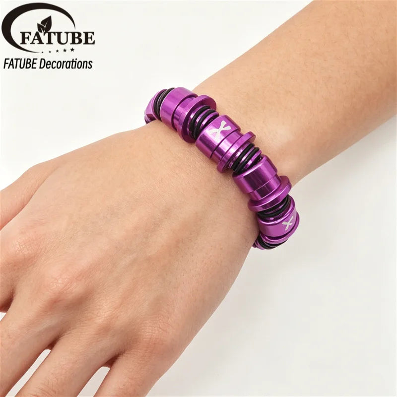 Multicolor Round Aluminum Loose Beads with Crystal Elastic Thread Handmade DIY Beading Kit for Bracelet Necklace Jewelry Making