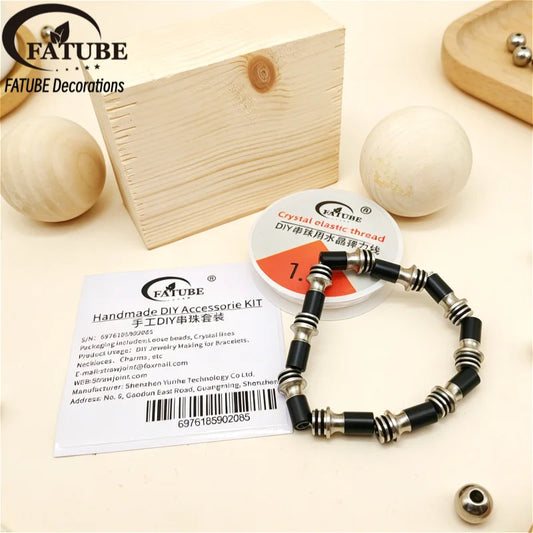 FATUBE DIY Jewelry Making Beads Kit Metal Plastic Tube Spacer Beads with Crystal Elastic Thread for Bracelet Necklace DIY Parts