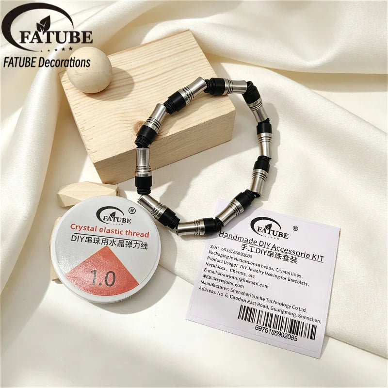 FATUBE Metal Plastic Spacer Beads Kit Handmade DIY Bracelet Necklace Jewelry Making Loose Beads with Crystal Elastic Thread