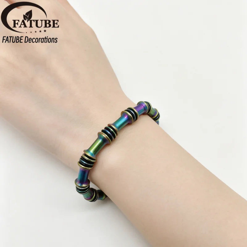 FATUBE DIY Handmade Jewelry Making Kit Tube Spacer Beads Metal Round Loose Beads Crystal Elastic Thread Set For Craft Supplies