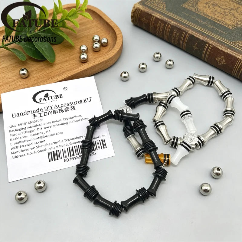 DIY Bracelet Making Accessories Kit Multicolor Tube Beads Spacer Beads 1.0mm Crystal Elastic String Handcraft Jewelry Supplies