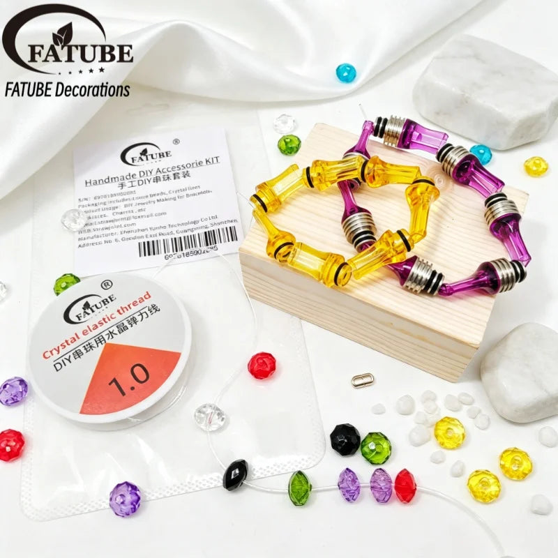 FATUBE DIY Bracelet Making Kit Multicolor Metal Plastic Beads with Elastic Thread for Handmade Jewelry Craft Supplies