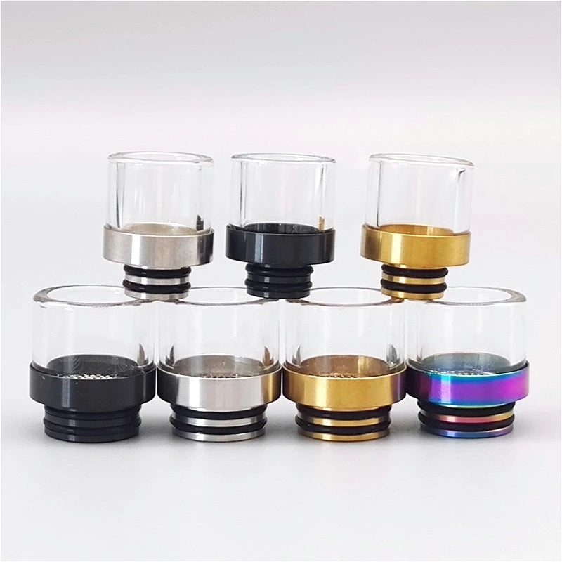 1PC 510 810 Mouthpiece with Filter Screen Stainless Steel Glass Wide-bore Straw Joint