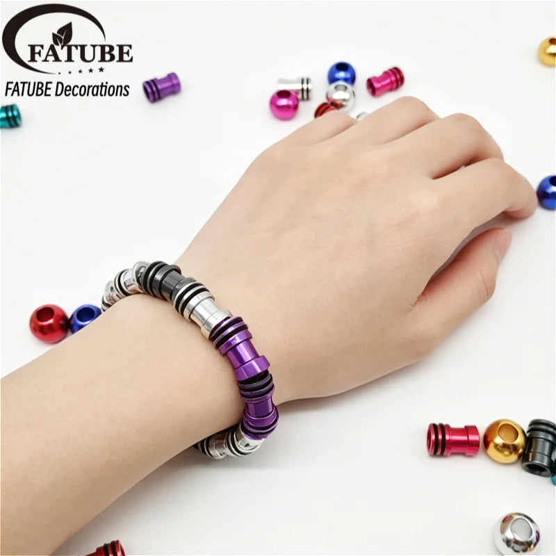 FATUBE Mixed Color Aluminium Column Beads DIY Handmade Jewelry Findings for Bracelet Craft Making Supplies
