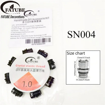 FATUBE Multicolor Large Hole Aluminum Spacer Bead Crystal Elastic Thread DIY Handmade Bracelet Necklace Jewelry Making Parts Set