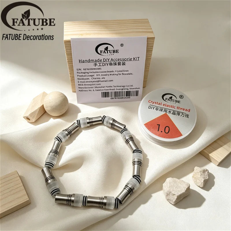 FATUBE Metal Plastic Spacer Beads Kit Handmade DIY Bracelet Necklace Jewelry Making Loose Beads with Crystal Elastic Thread