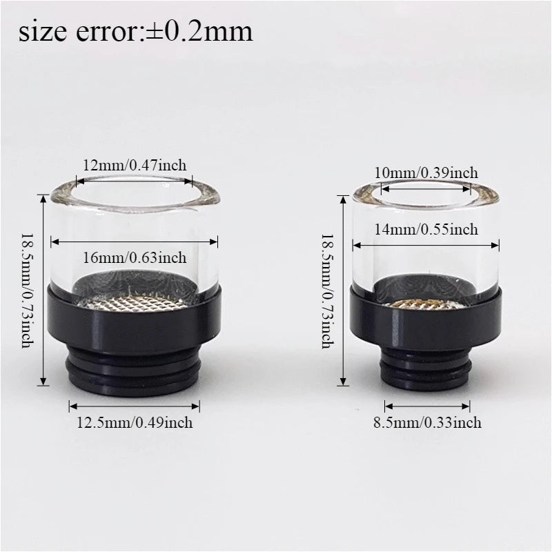 1PC 510 810 Mouthpiece with Filter Screen Stainless Steel Glass Wide-bore Straw Joint