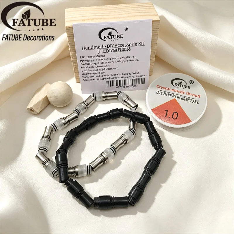 FATUBE Metal Plastic Spacer Beads Kit Handmade DIY Bracelet Necklace Jewelry Making Loose Beads with Crystal Elastic Thread