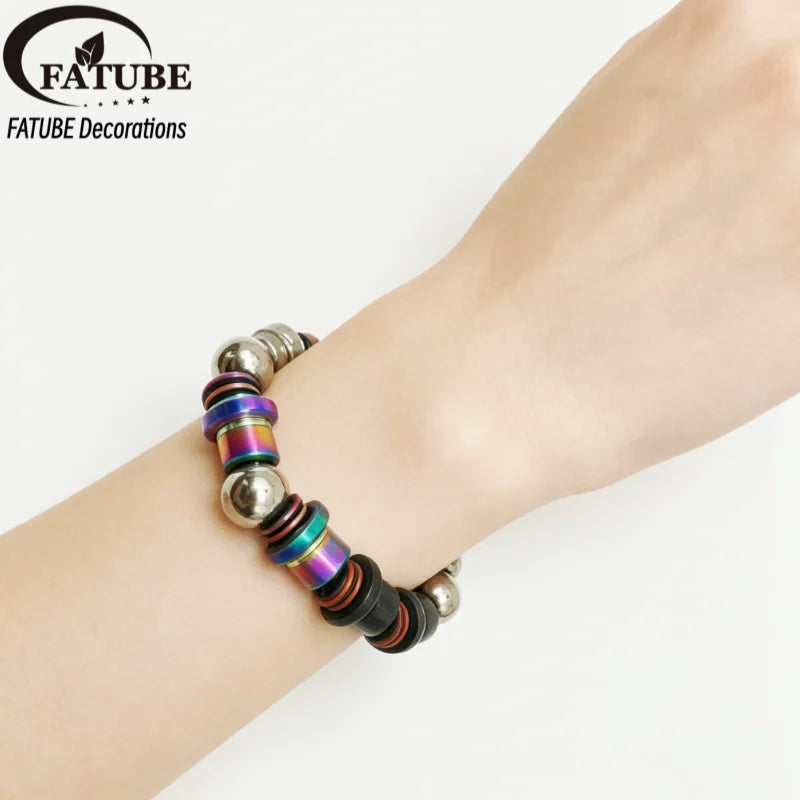 FATUBE DIY Beads Kit - Colorful Plastic Loose Beads with 1.0mm Crystal Elastic Thread for Custom Bracelet Necklace Charm Making