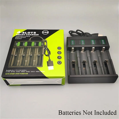 21700 4.2V Lithium Battery Charger for USB Single-slot, Dual-slot and Quad-slot Flashlights, Hair Clippers and Megaphones