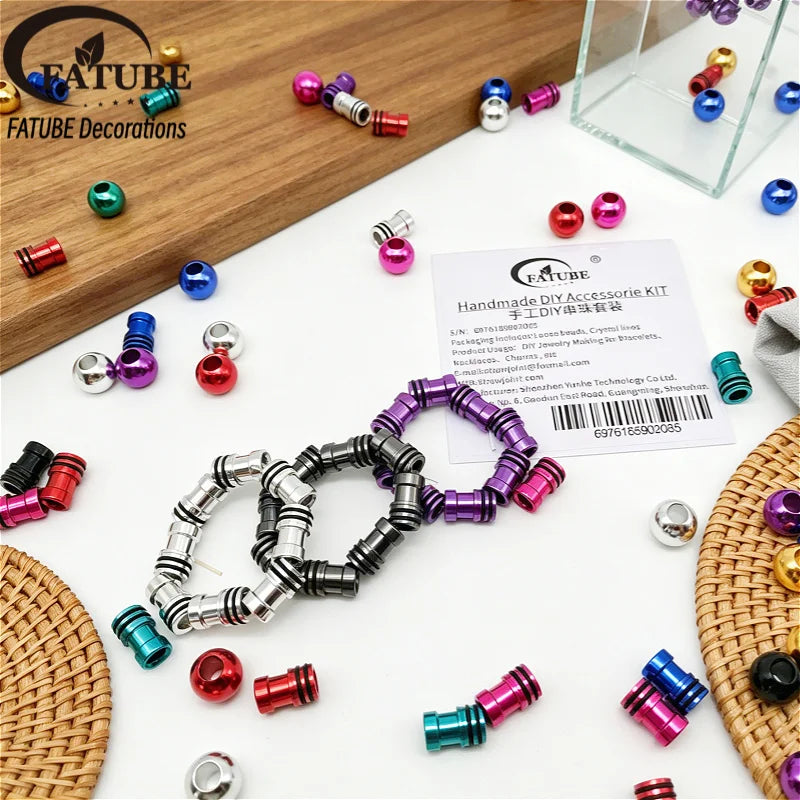 FATUBE Mixed Color Aluminium Column Beads DIY Handmade Jewelry Findings for Bracelet Craft Making Supplies