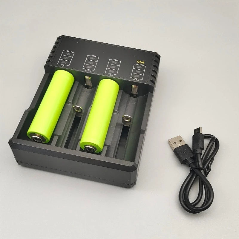18650 Battery Charger USB Single/Dual/Four-Slot 3.7V Li-ion Universal Charger for Flashlights & Headlamps