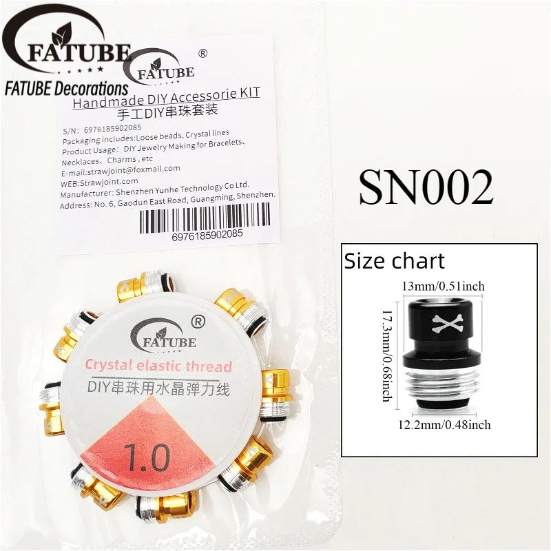 FATUBE Multicolor Large Hole Aluminum Spacer Beads Kit With Crystal Elastic Thread DIY Bracelet Necklace Jewelry Making Parts