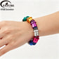 Multicolor Round Aluminum Loose Beads with Crystal Elastic Thread Handmade DIY Beading Kit for Bracelet Necklace Jewelry Making