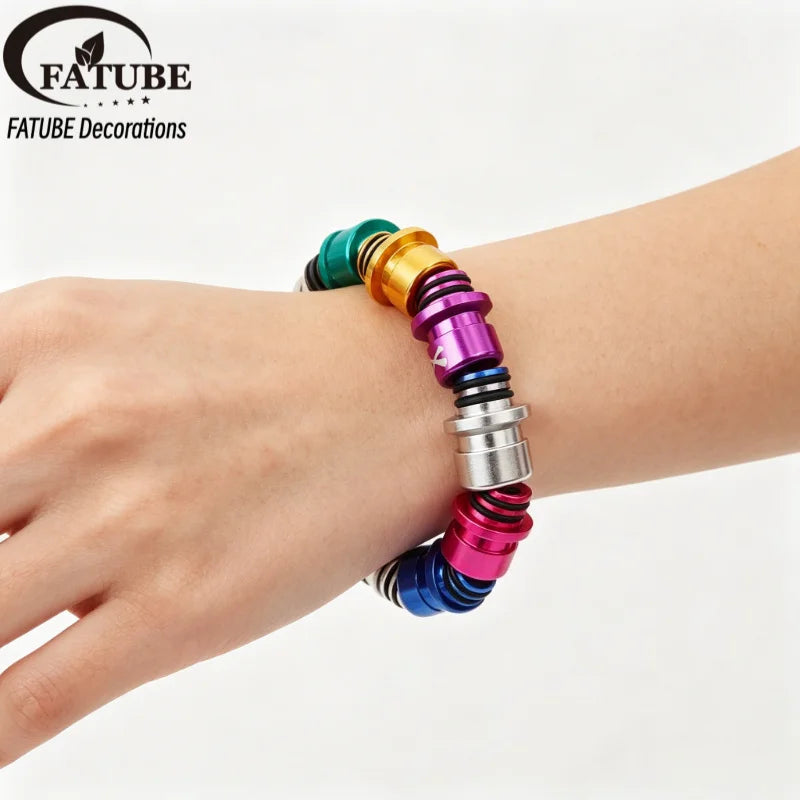 Multicolor Round Aluminum Loose Beads with Crystal Elastic Thread Handmade DIY Beading Kit for Bracelet Necklace Jewelry Making
