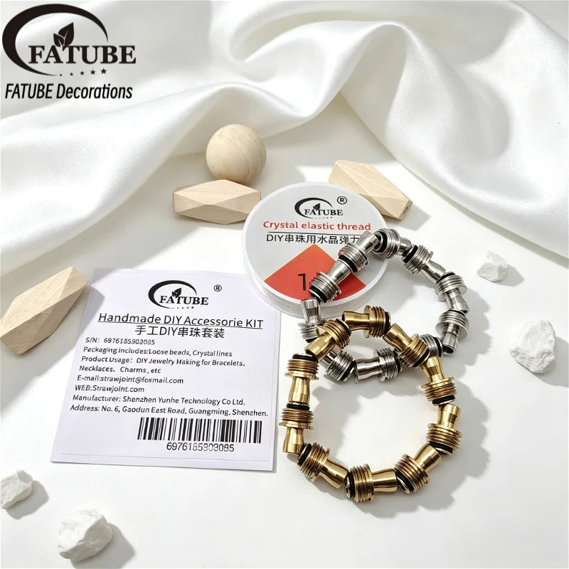 FATUBE Metal Spacer Beads Screw Tube Beads DIY Bracelet Necklace Making Accessories Jewelry Loose Beads for Handmade Craft