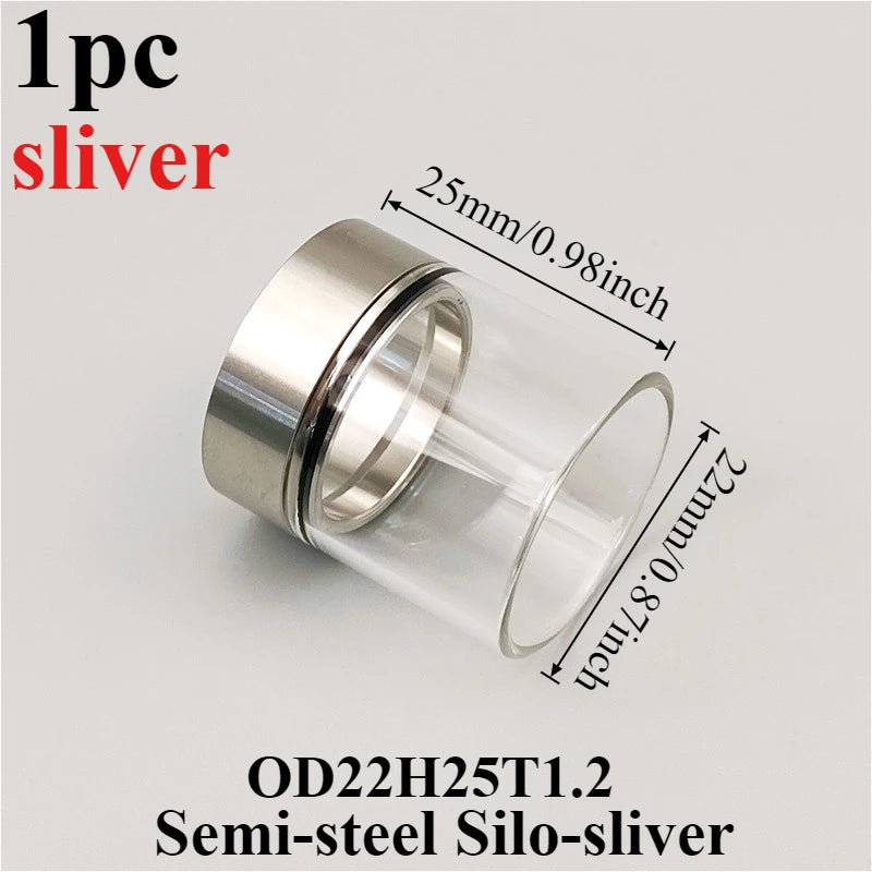 1PC Black Silver Multi-Size Semi-Steel Silo Straight Glass Tube Hardware Accessories