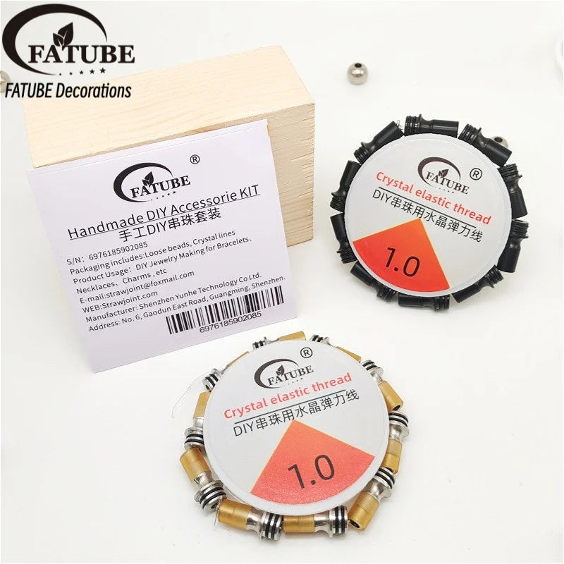 FATUBE DIY Jewelry Making Beads Kit Metal Plastic Tube Spacer Beads with Crystal Elastic Thread for Bracelet Necklace DIY Parts