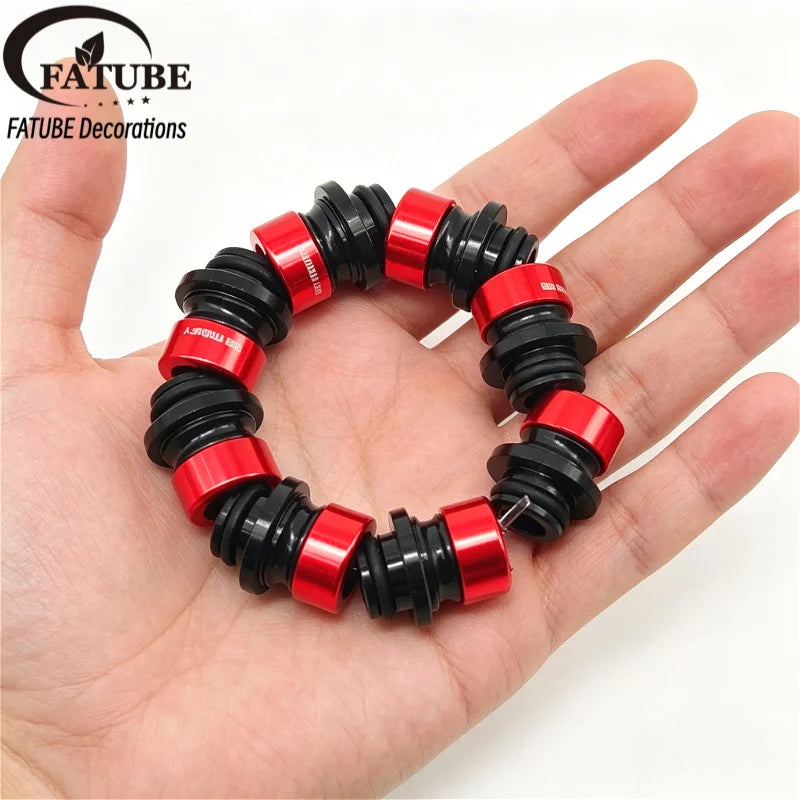 FATUBE Mixed Color Aluminum & Glossy Black Round Ball Spacer Loose Beads for DIY Bracelet Handmade Jewelry Making Parts