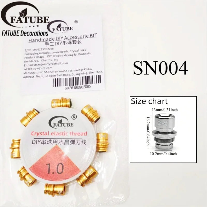 FATUBE Multicolor Large Hole Aluminum Spacer Bead Crystal Elastic Thread DIY Handmade Bracelet Necklace Jewelry Making Parts Set