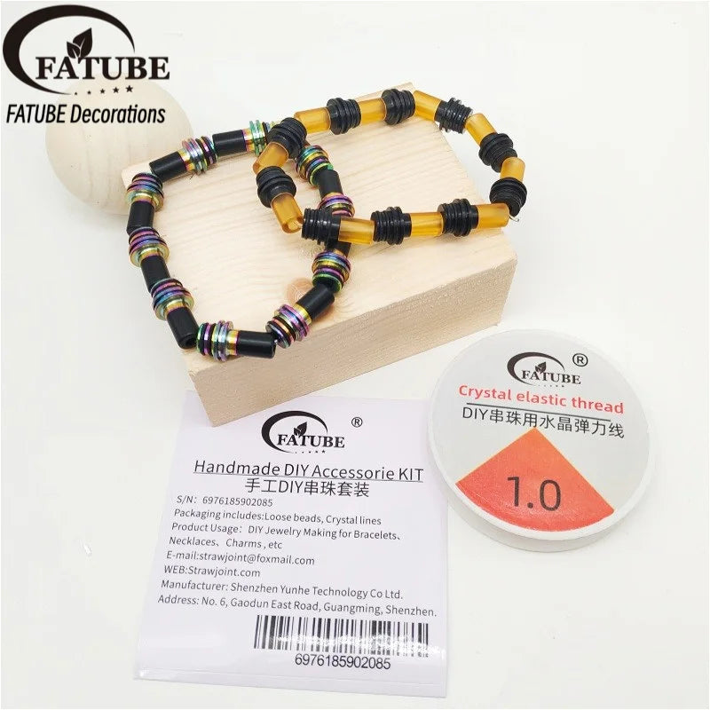 FATUBE Mixed Plastic Metal Beads Spacer Beads Kit Loose Beads With Elastic Thread DIY Necklace Handmade Jewelry Making Supplies