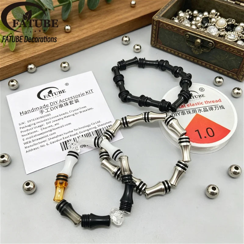 DIY Bracelet Making Accessories Kit Multicolor Tube Beads Spacer Beads 1.0mm Crystal Elastic String Handcraft Jewelry Supplies