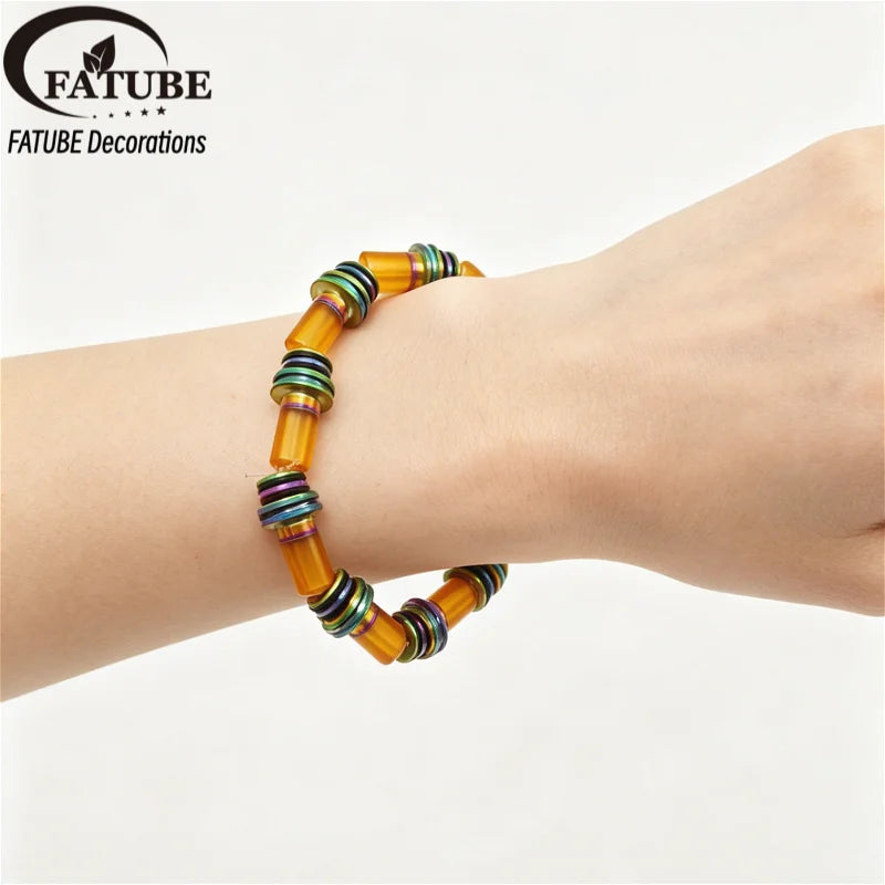FATUBE Mixed Plastic Metal Beads Spacer Beads Kit Loose Beads With Elastic Thread DIY Necklace Handmade Jewelry Making Supplies