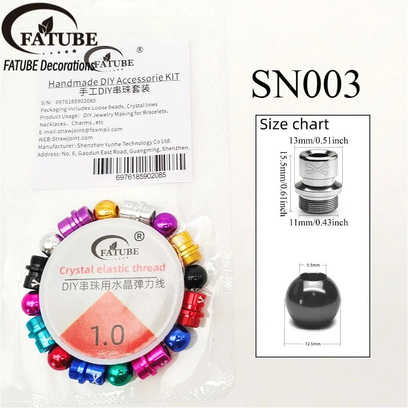 FATUBE DIY Jewelry Set Multicolor Thread Large Hole Aluminum Beads Elastic Thread For Handmade Bracelet Charm Craft Making