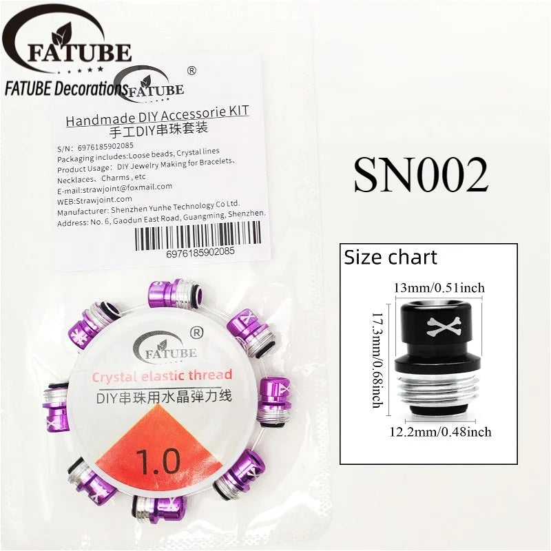 FATUBE Multicolor Large Hole Aluminum Spacer Beads Kit With Crystal Elastic Thread DIY Bracelet Necklace Jewelry Making Parts