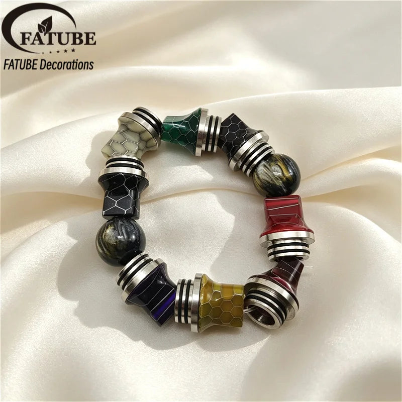FATUBE Snake Skin Pattern Resin Metal Spacer Beads DIY Handmade Bracelet Necklace Jewelry Making Loose Beads Supplies Kit