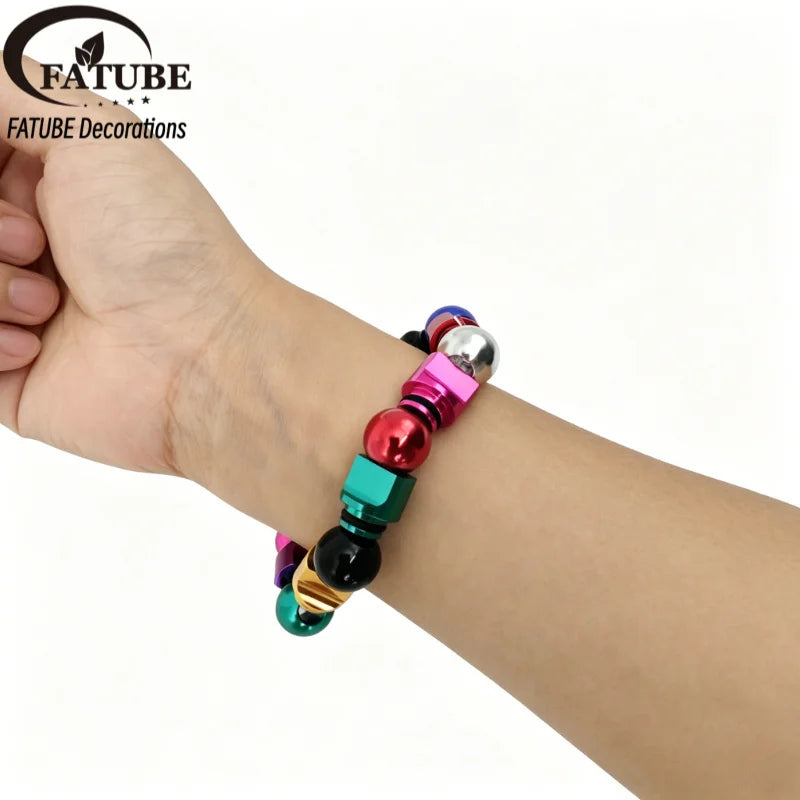 FATUBE Multicolor Irregular Aluminum Spacer Beads Metal Loose Beads DIY Bracelet Making Parts Handmade Steampunk Jewelry Part