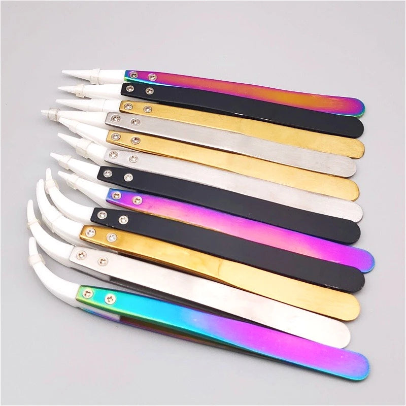 High-Temperature Resistant Smooth Stainless Steel Ceramic Tweezers - Household Pointed & Bent Tip Tool Set