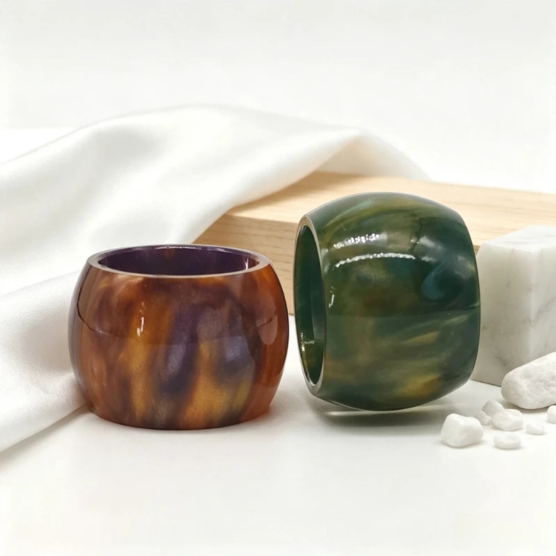 Honeycomb Marbled Resin Cylinder Sleeve Fat Tube Decorative Display Holder Round Resin Tube Accessories for Display Ornament