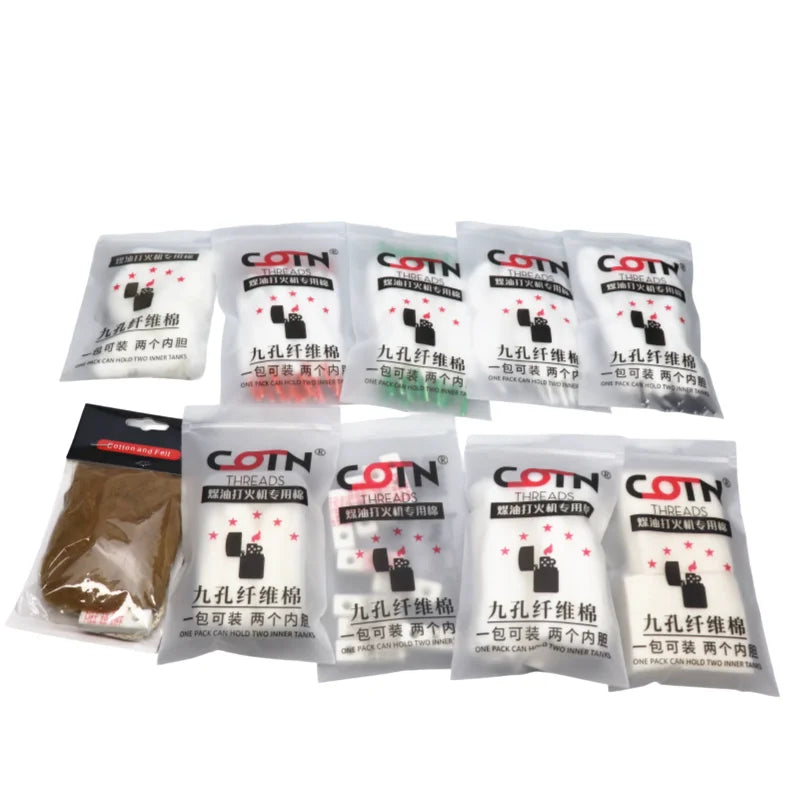 COTN THREADS Lighter Cotton Replacement Accessories Organic Oil‑Wicking Laces Sheet‑Shaped Cotton Balls Flint Stones