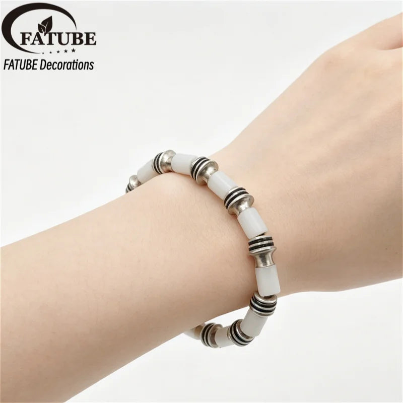 FATUBE DIY Jewelry Making Beads Kit Metal Plastic Tube Spacer Beads with Crystal Elastic Thread for Bracelet Necklace DIY Parts