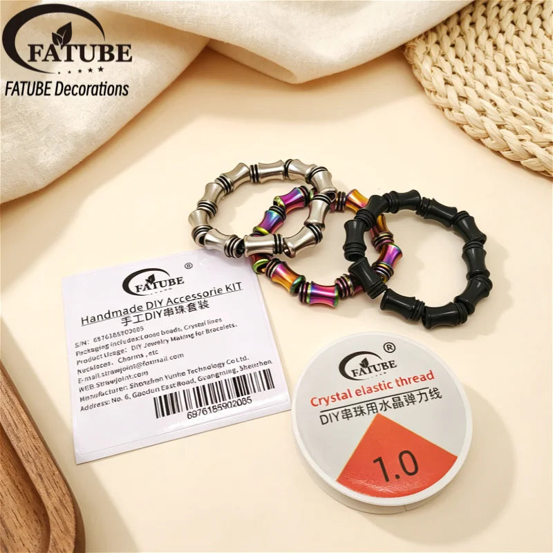 Multi Color FATUBE Spacer Beads Metal Plastic Loose Beads DIY Handmade Bracelet Jewelry Craft Making Kit With Elastic Thread
