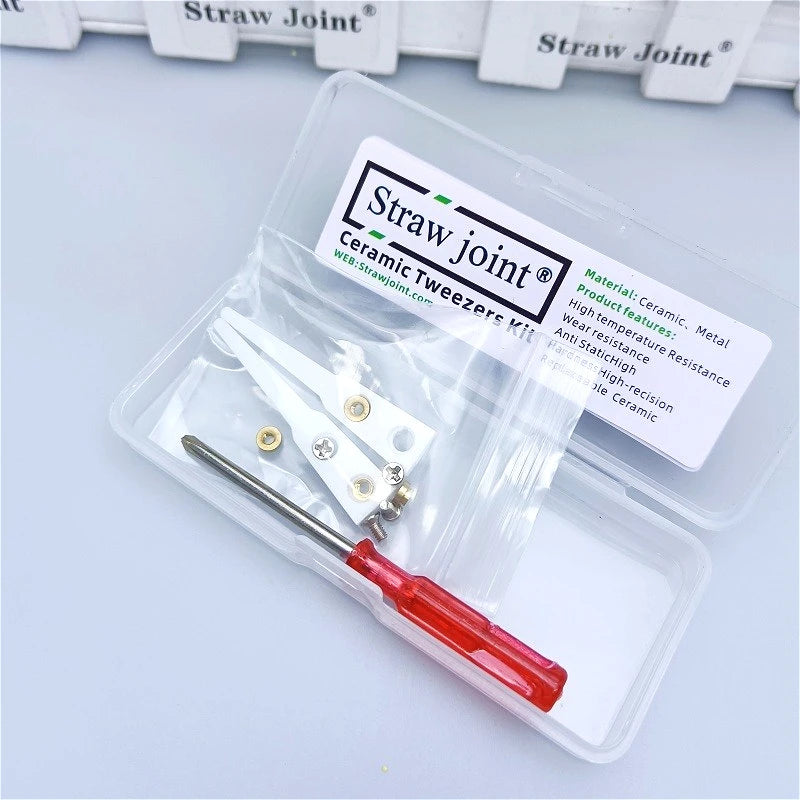 Ceramic Tweezers Tips Kit Stainless Steel Handle Anti-Static High Precision Replacement Tweezers Parts Set Tweezers Repair Tools
