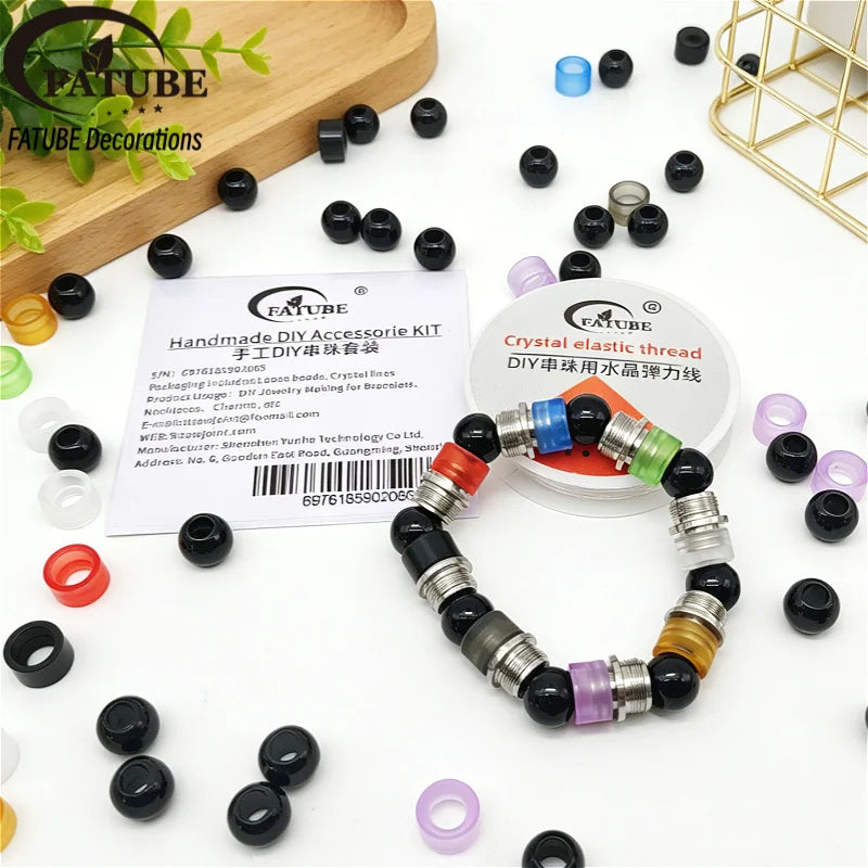 FATUBE Multicolor Acrylic & Stainless Steel Beads, DIY Jewelry Accessories for Bracelets, Necklaces, Charms and Handmade Crafts