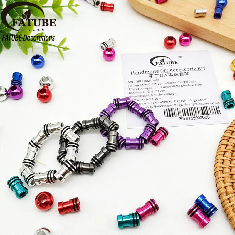 FATUBE Mixed Color Aluminium Column Beads DIY Handmade Jewelry Findings for Bracelet Craft Making Supplies