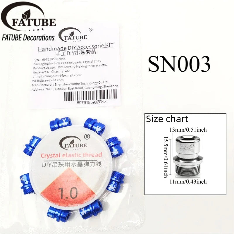 FATUBE DIY Jewelry Set Multicolor Thread Large Hole Aluminum Beads Elastic Thread For Handmade Bracelet Charm Craft Making