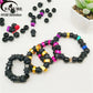 FATUBE Mixed Color Aluminum & Glossy Black Round Ball Spacer Loose Beads for DIY Bracelet Handmade Jewelry Making Parts